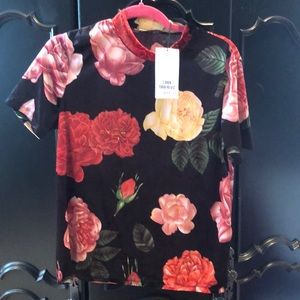 Zara velvet floral top